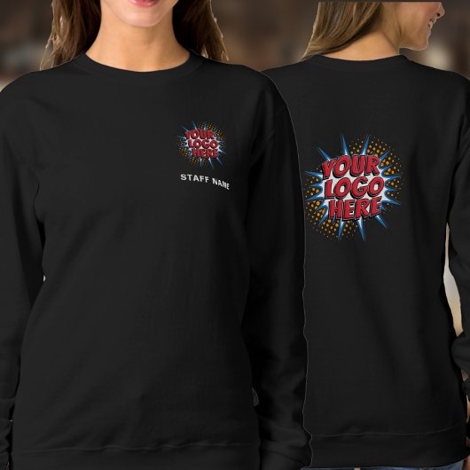 Naam & Logo Upload Sjabloon/Voor & Terug/Zwart Trui