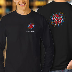 Naam & Logo Uploaden Zwarte Lange Mouwen T-shirt