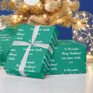 Naam Love of Santa Emerald Green Kerstmis Cadeaupapier