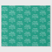 Naam Love of Santa Emerald Green Kerstmis Cadeaupapier (Vlak)