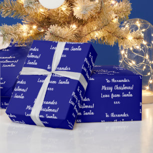 Naam Love of Santa Navy Kerstmis Cadeaupapier