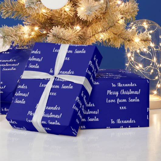 Naam Love of Santa Navy Kerstmis Cadeaupapier (Feestdagen)