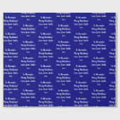 Naam Love of Santa Navy Kerstmis Cadeaupapier (Vlak)