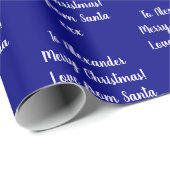 Naam Love of Santa Navy Kerstmis Cadeaupapier (Rol Hoek)