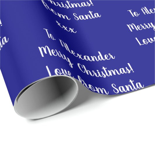 Naam Love of Santa Navy Kerstmis Cadeaupapier (Rol Hoek)