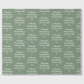 Naam Love of Santa Sage Green Kerstmis Cadeaupapier (Vlak)