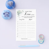 Naam: Love Song Greenery Eucalyptus Game Card Flyer (Enkel)