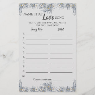 Naam: Love Song Grey Floral Game Kaart