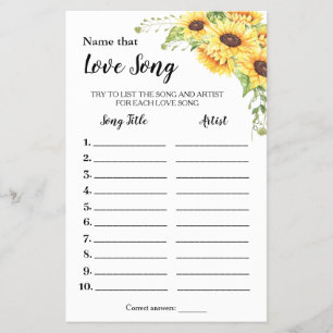 Naam: Love Song Sunflower Shower-speelkaart Flyer