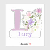 Naam Lucy met de Letter L Sticker Uitknippen (Vel)