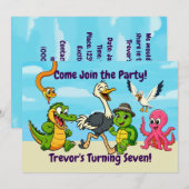 Naam & Lulu Adventure Party Uitnodiging (Voorkant / Achterkant)