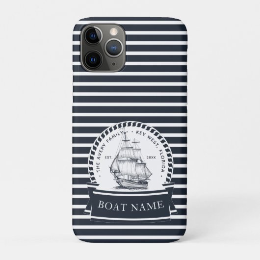 Naam Luxury Blue Boat Case-Mate iPhone Case (Achterkant)