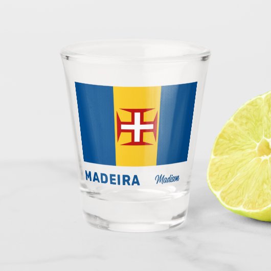 Naam Madeira Vlag Shot Glas (Voorkant)