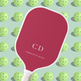 Naam magenta wit monogram initiaal pickleball paddle