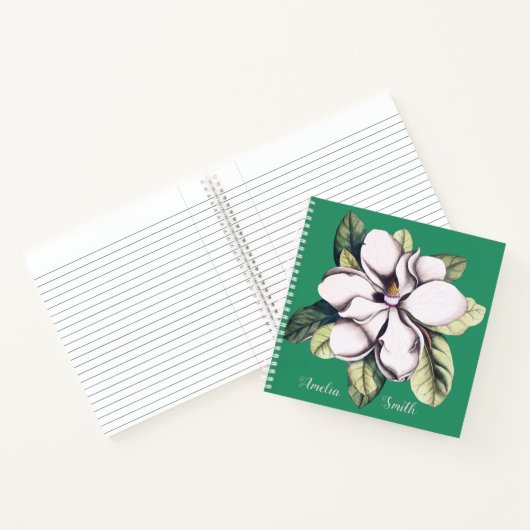 Naam magnolia Flower Monogram Notitieboek (Binnen)