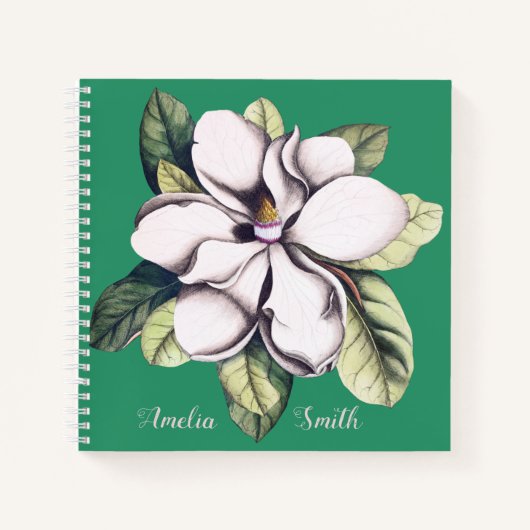Naam magnolia Flower Monogram Notitieboek (Voorkant)