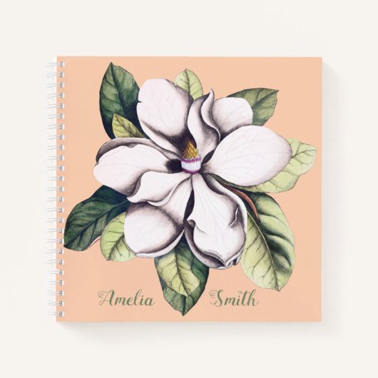 Naam magnolia Flower Monogram Notitieboek (Voorkant)