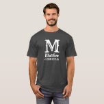 Naam Mannelijk Monogram Bruidsjonker Trouwen Grijs T-shirt<br><div class="desc">Klassiek,  eenvoudig,  trouwen,  naam t-shirt. Perfect voor bruidsjonker. Personaliseer het met je initiaal en naam.</div>