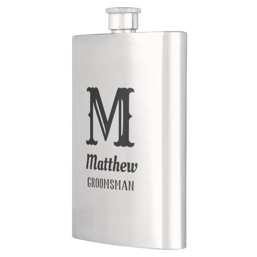 Naam Mannelijk Monogram Klassieke Huwelijken Zwart Flacon (Links)