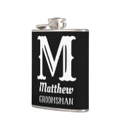 Naam Mannelijk Monogram Klassieke Trouwens Zwart Heupfles (Links)