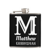 Naam Mannelijk Monogram Klassieke Trouwens Zwart Heupfles (Voorkant)