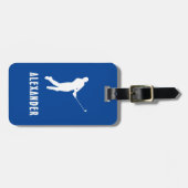 Naam Mannelijke Golfspeler Golfing Golfer Blauw Wi Bagagelabel (Voorkant horizontaal)