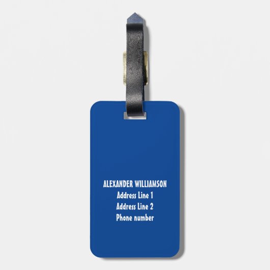 Naam Mannelijke Golfspeler Golfing Golfer Blauw Wi Bagagelabel (Achterkant verticaal)