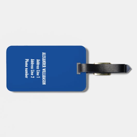 Naam Mannelijke Golfspeler Golfing Golfer Blauw Wi Bagagelabel (Achterkant horizontaal)