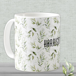 Naam, Mannelijke Waterverf Greenery 11 oz. Classic Koffiemok