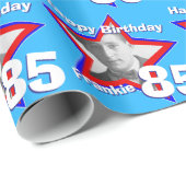 Naam mannen dubbele afbeelding 85-jarige fotosterp cadeaupapier (Rol Hoek)