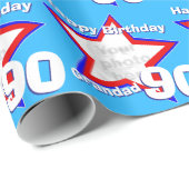 Naam mannen dubbele afbeelding patroon 90-jarige f cadeaupapier (Rol Hoek)