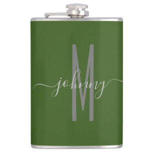 Naam Manuscript Monogrammed Style Flask Heupfles