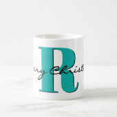 Naam: March Blue Aquamarine | vrolijk kerstfeest Koffiemok (Center)