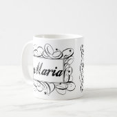 Naam Maria in het zwart in stijlvol lijst Koffiemok (Voorkant links)