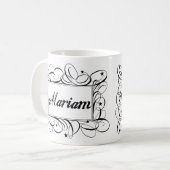 Naam Mariam in zwart in stijlvol lijst Koffiemok (Voorkant links)