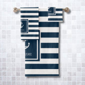 Naam marineblauw Stripe Nautical Anchor Boat Bad Handdoek