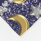 Naam marineblauwe glitter Gold moons zilversterren Fleece Deken (Hoek)