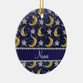 Naam marineblauwe glitter Gold moons zilversterren Keramisch Ornament (Rechts)