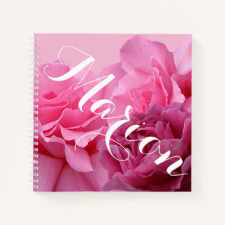 naam Marion roze rozenbloem Notitieboek