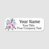 Naam Markering met Purple Flowers Custom Text Badg Naamplaatje (Voorkant)