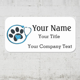 Naam Markering met veterinair Logo Aangepast tekst Naamplaatje