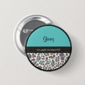 Naam Markering: Sjabloon Leopard Print Name Ronde Button 5,7 Cm (Voorkant /achterkant)