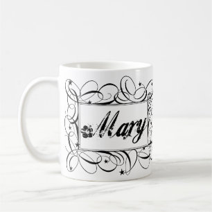 Naam Mary in zwart binnen stijlvol frame Koffiemok