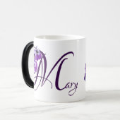  naam Mary paarse pansy floral boho Magische Mok (Voorkant links)