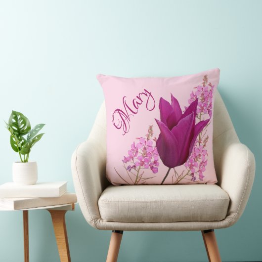  naam Mary roze tulp boho bloemenschatje Kussen (Stoel)