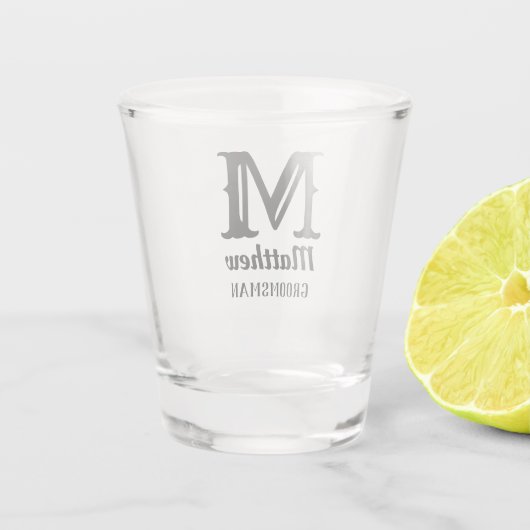 Naam Masculine Groomsman Classic Weddings Simple Shot Glas (Achterkant)