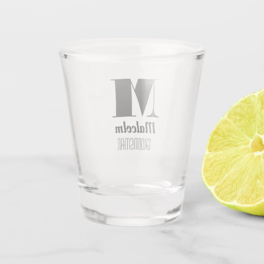 Naam Masculine Groomsman Weddings Groomsman Shot Glas (Achterkant)
