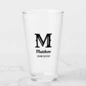 Naam Masculine Monogrammed Classic Weddings Black Glas (Voorkant)