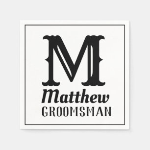 Naam Masculine Monogrammed Classic Weddings Black Servet