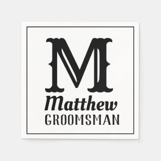 Naam Masculine Monogrammed Classic Weddings Black Servet